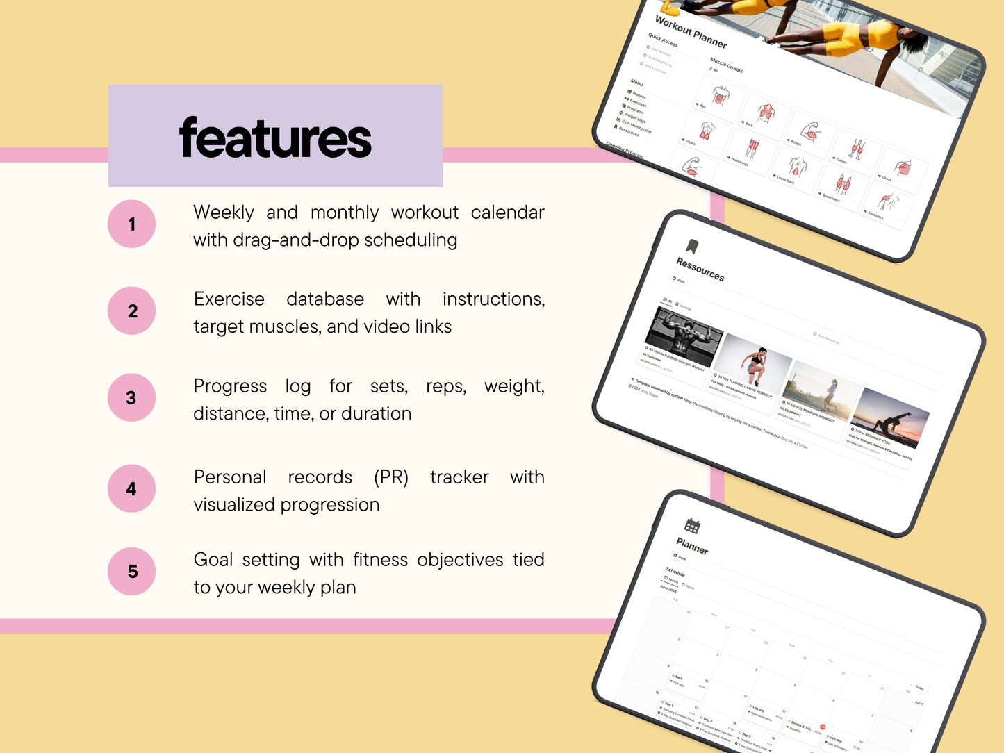 Planificador de entrenamiento de Notion