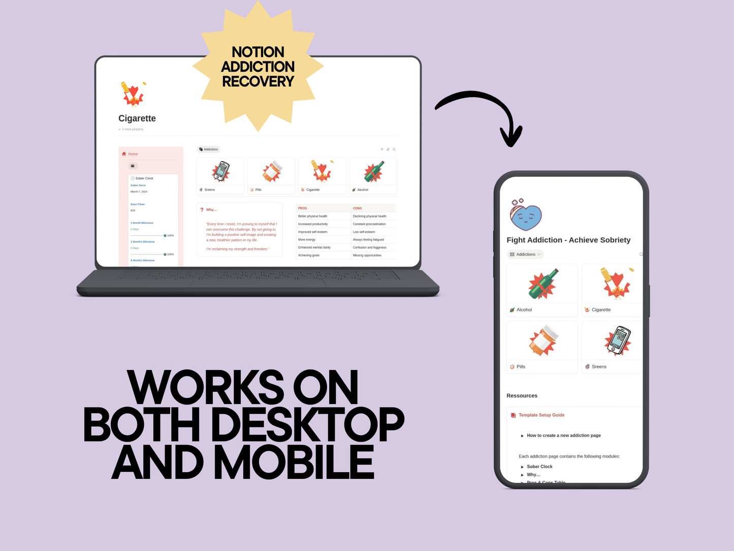 Notion Addiction Recovery Template