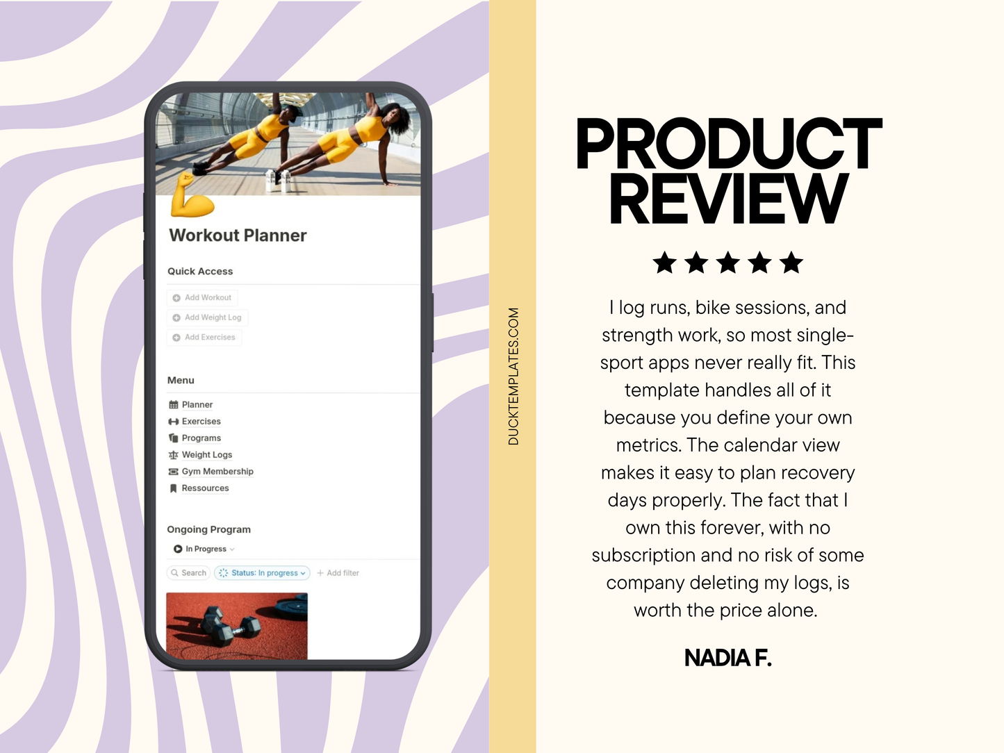 Planificador de entrenamiento de Notion