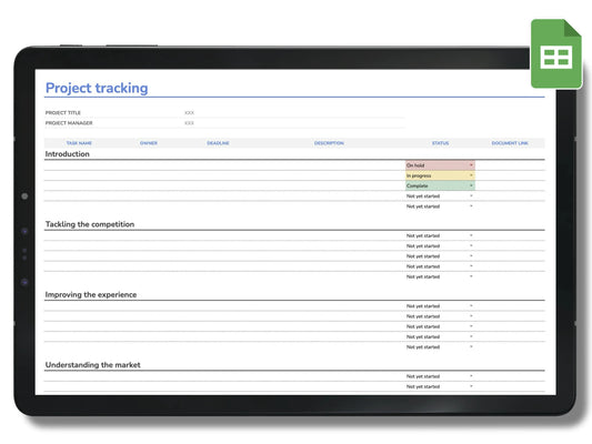 Suivi de projet Google Sheets